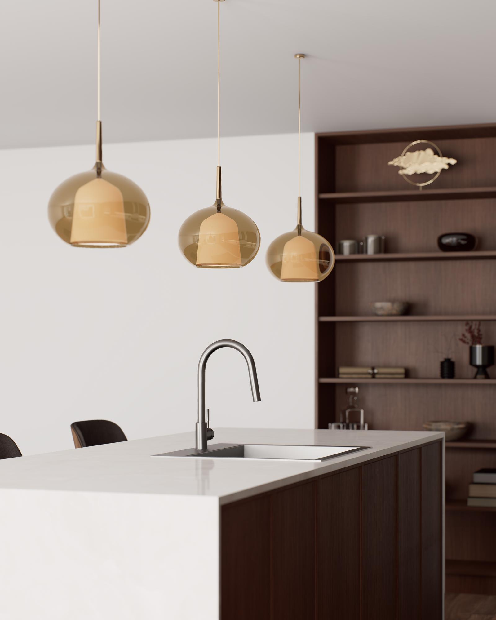 modern kitchen with marble countertops